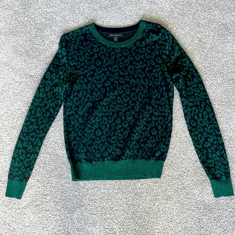 Banana Republic green and black shimmer sweater